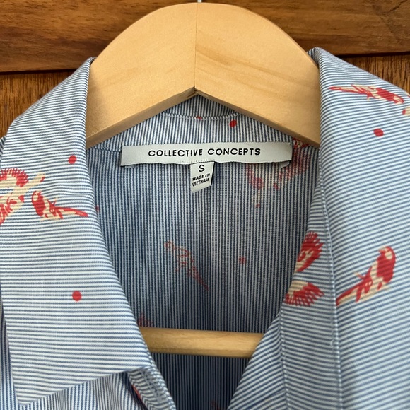 Stitch Fix Women’s SM Collective Concepts Parrot Talmadge Tie Front Cotton Top - Picture 2 of 4